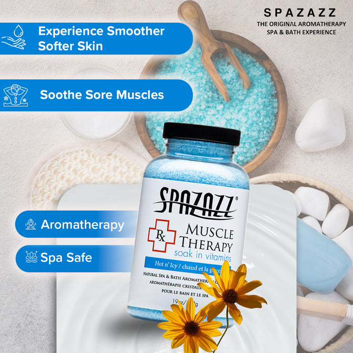 Spazazz Rx Muscle Therapy Natural Spa & Bath Salt Aromatherapy Crystals 19oz- Hot 'N Icy