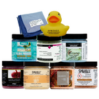 Aromatherapy Spa Gift Set – 7 Scented Hot Tub & Bath Crystals (4 oz Each) + Hot/Cold Towel & Rubber Duck – Relaxing Soak Experience Sampler for Spa, Jacuzzi, or Bathtub