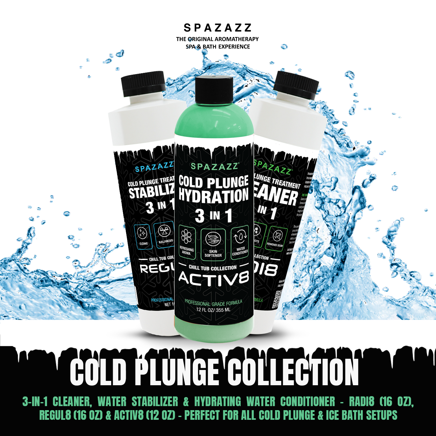 Cold Plunge Collection – 3-in-1 Cleaner, Water Stabilizer & Hydrating Water Conditioner – Perfect for All Cold Plunge & Ice Bath Setups