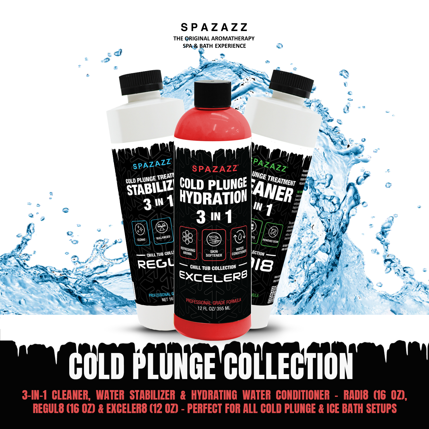 Cold Plunge Collection – 3-in-1 Cleaner, Water Stabilizer & Hydrating Water Conditioner – Perfect for All Cold Plunge & Ice Bath Setups