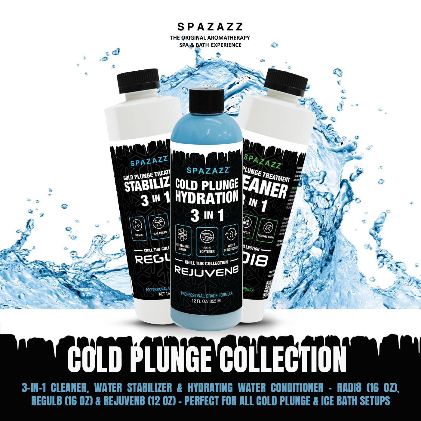 Cold Plunge Collection – 3-in-1 Cleaner, Water Stabilizer & Hydrating Water Conditioner – Perfect for All Cold Plunge & Ice Bath Setups