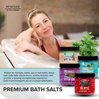Destination Collection Bath Salt Crystals Four- 4oz Pack - Aloha Paradise, Big Apple, City of Love, Cherry Blossom