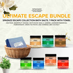 Ultimate Escape Bundle: Spazazz Escape Collection Bath Salts, 7-Pack with Towel