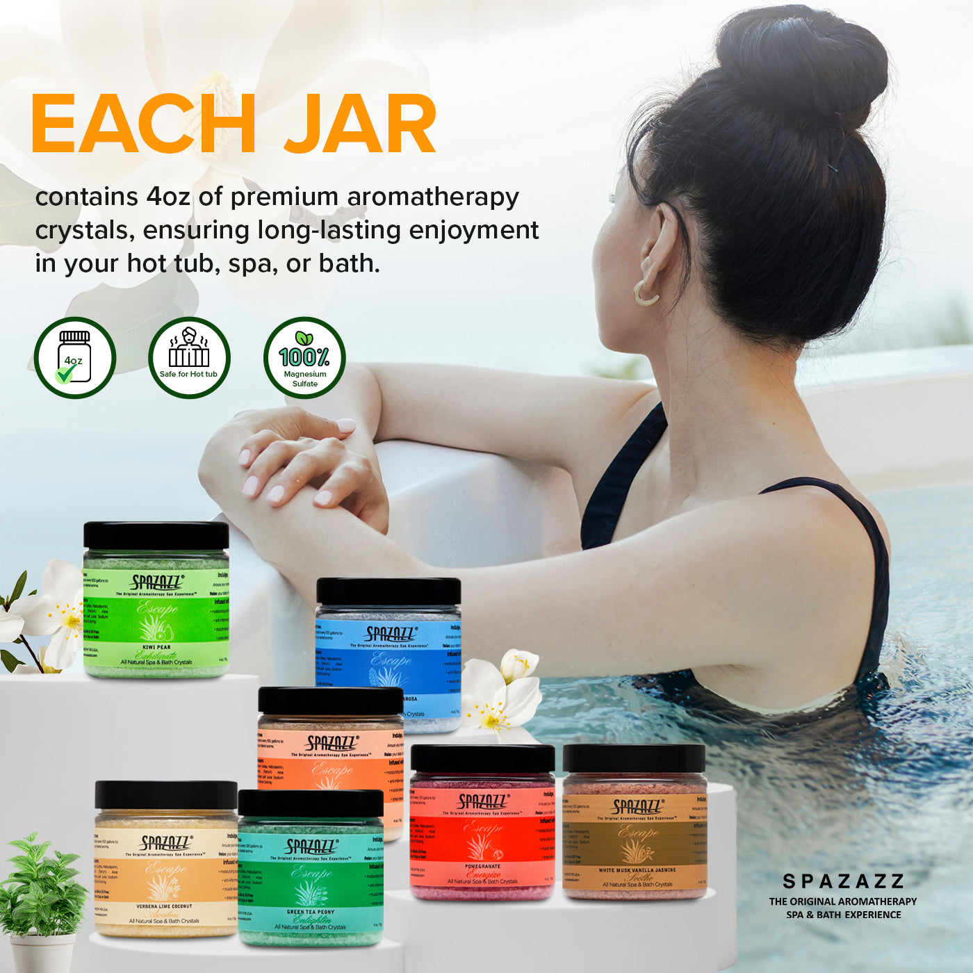 Ultimate Escape Bundle: Spazazz Escape Collection Bath Salts, 7-Pack with Towel