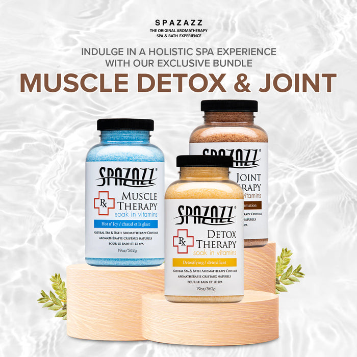 Muscle, Joint, and Detox Bundle Gift Set (19 Oz) Includes 5 Point Full Body Massage Tool & Hot Cold Towel (19OZ 3 Pack)