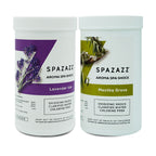 Non Chlorine Spa Shock 2 Pack - Lavender Isle and Mentha Grove- 2.2lb Jars of Aromatherapy Spa & Hot Tub Non Chlorine Clarifier and Oxidizing Shock - with Sponge & Tub Care Ebook