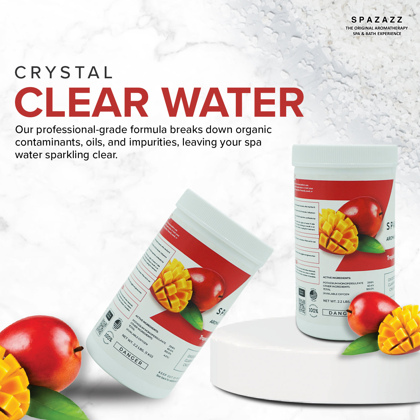 Aroma Spa Shock Tropical Paradise - Chlorine-Free Oxidizing Shock for Spa Water Clarification with Scoop - Professional Grade Formula