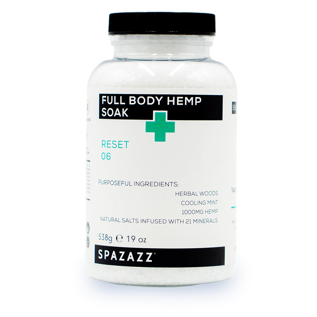 Full Body Hemp Soak - Reset 06 - Herbal Woods, Cooling Mint, 1000mg Hemp, Natural Salts
