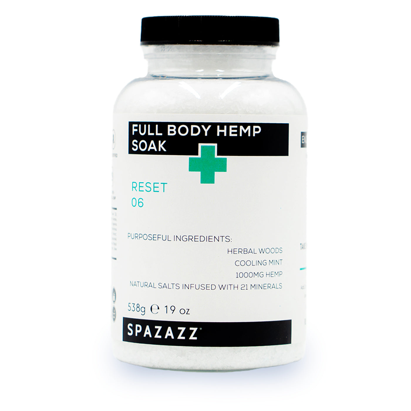 Full Body Hemp Soak - Reset 06 - Herbal Woods, Cooling Mint, 1000mg Hemp, Natural Salts