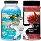 Spa and Bath Salt Aromatherapy Crystals for Hot Tub - Gift Bundle Set The Mood Love Potion #9 Seduction 17oz - Destinations Hawaii Aloha Paradise 22oz With 5 Point Full Body Massage Tool