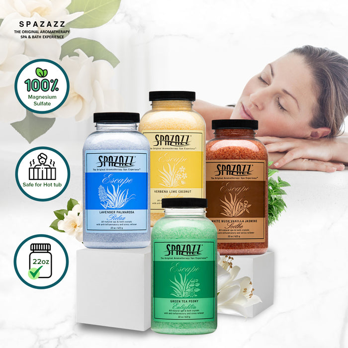 Serene Escape Bundle: 4-Pack (22oz each) - Lavender Palmarosa, White Musk Vanilla Jasmine, Verbena Lime Coconut, Green Tea Peony