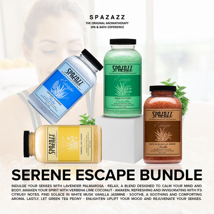 Serene Escape Bundle: 4-Pack (22oz each) - Lavender Palmarosa, White Musk Vanilla Jasmine, Verbena Lime Coconut, Green Tea Peony