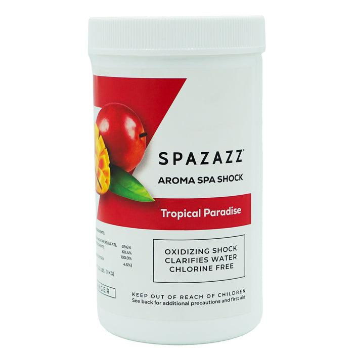 Aroma Spa Shock Tropical Paradise - Chlorine-Free Oxidizing Shock for Spa Water Clarification with Scoop - Professional Grade Formula
