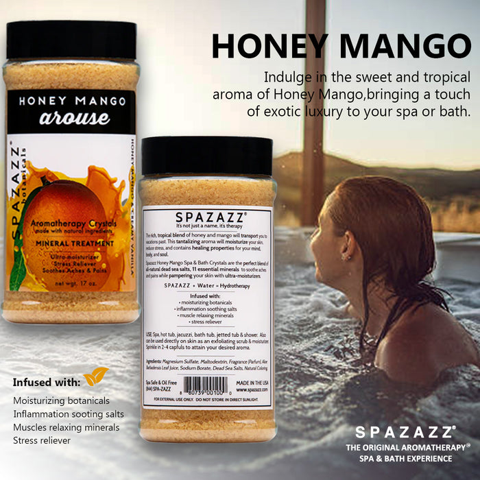 3-Pack Bundle - Eucalyptus Mint Stimulate - Tropical Rain Revitalize - Honey Mango Arouse - Botanicals Collection Scents For Relaxing In Spas  (17 oz)