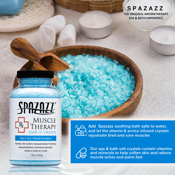 Spazazz Rx Muscle Therapy Natural Spa & Bath Salt Aromatherapy Crystals 19oz- Hot 'N Icy
