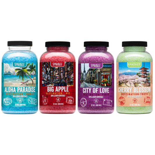 Spazazz Destinations Collection Bundle Aloha Paradise, Big Apple, City of Love, Cherry Blossom - Skin Moisturizer