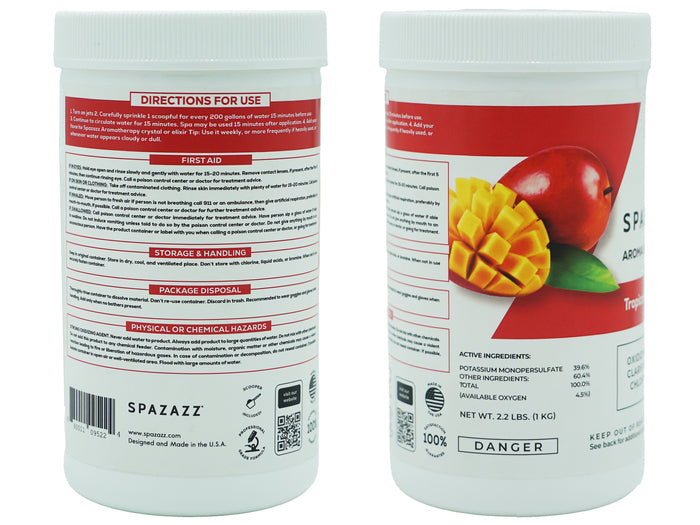 Aroma Spa Shock Tropical Paradise - Chlorine-Free Oxidizing Shock for Spa Water Clarification with Scoop - Professional Grade Formula